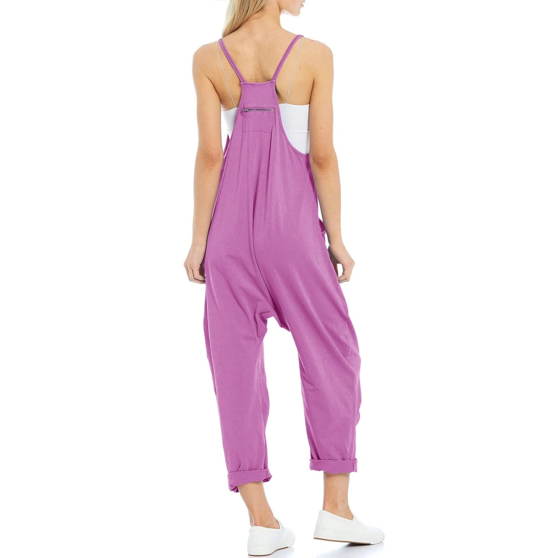 Women's Camel Sleeveless Loose-Fit Jumpsuit with Lightweight Fabric and Summer Overalls Design